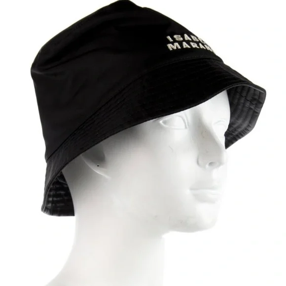 ISABEL MARANT Haley logo-embroidered bucket hat black white logo size 57” Medium - Picture 3 of 11